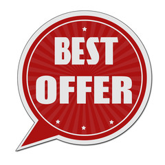 Best offer red speech bubble label or sign