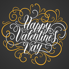 Happy Valentine's day hand lettering. Can be used for website background, poster, printing, banner, greeting card. Vector illustration