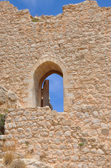 The door in the castle of kritinia in Rhodes, Greece