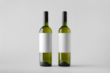 Wine Bottle Mock-Up - Two Bottles. Blank Label