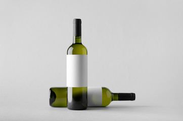 Wine Bottle Mock-Up - Two Bottles. Blank Label