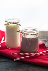 Healthy food on rustic table