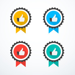 Set of award icons. Thumb up icons
