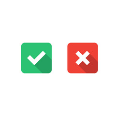 Set of check mark icons. Tick and cross