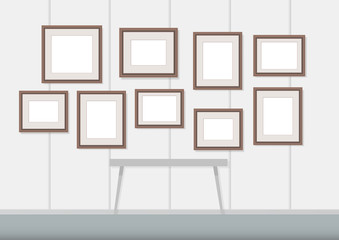 Picture frame on wall. vector