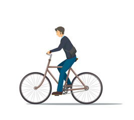 The icon of cyclist. The man is riding the bike.  Everyday commuting. street traffic. Person rides bike. The transport infrastructure. The concept of active life. The icon of lifestyle of the man
