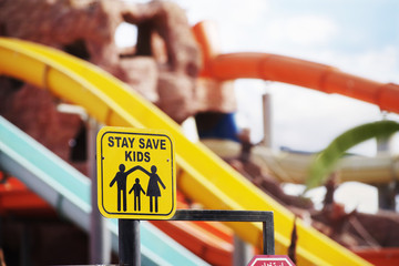 Attraction with a water pipe in the aqua park.