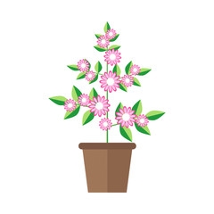 A flower in a pot. Vector icon.