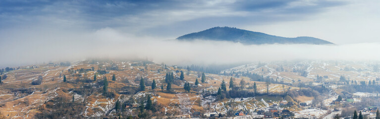 mountain village in the valley. Carpathians. Ukraine. Europe