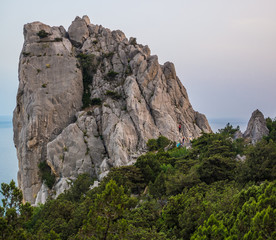 Swan Wing rock on the shore of Black Sea near Simeiz, Crimea