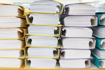Close up stack of paper on the office desk