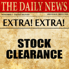 stock clearance, article text in newspaper