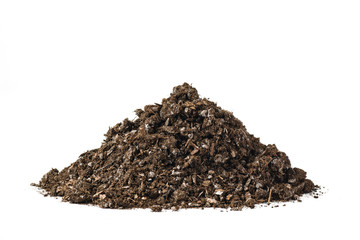 Fertile soil pile isolated on white background.