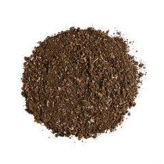 Fertile soil texture background seen from above, top view. Gardening or planting concept. Isolated on white