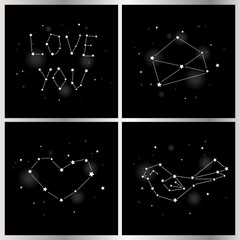 Set of greeting card with star and constellation for Valentine's day. Vector. - 136731368