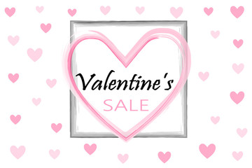 Valentine's day sale background. Holiday white and pink style card design concept. Vector illusiration