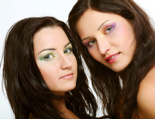 Fototapeta premium Two girl friends together smiling