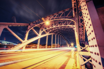 Bridge Vistula river promenade , Krakow,  Poland