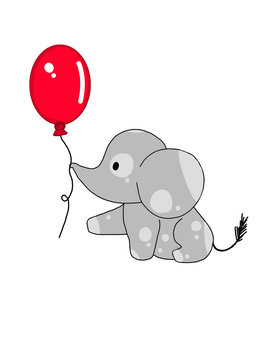 Elephant Baby Red Balloon