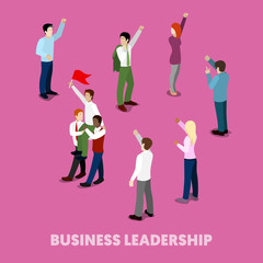 Isometric Business People Leadership Concept. Vector 3d flat illustration