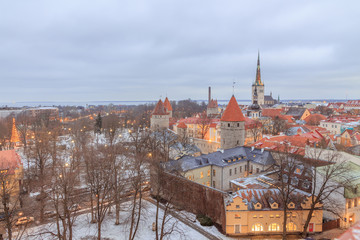 Obraz premium aerial view of the old and modern city, Tallinn
