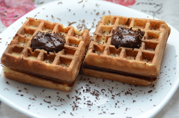 Viennese waffles with chocolate