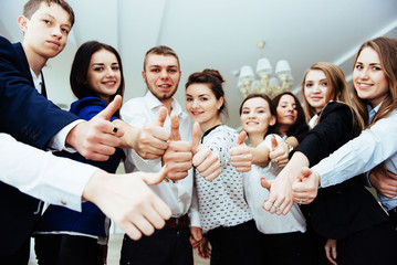 group of students looking happy and smiling