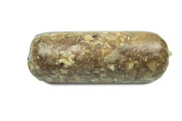 Headcheese stick sausage isolated on white background