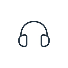 headphones thin line icon set on white background, audio, music, flat, minimalistic