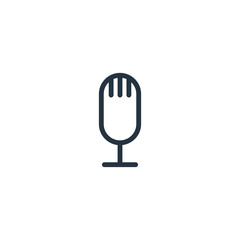 microphone thin line icon set on white background, audio, music, flat, minimalistic