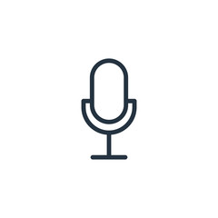 microphone thin line icon set on white background, audio, music, flat, minimalistic