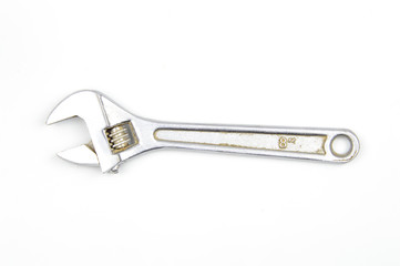 Metal adjustable wrench isolated on white background
