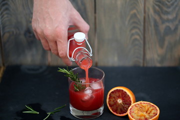 fresh blood orange juice with rosemary 