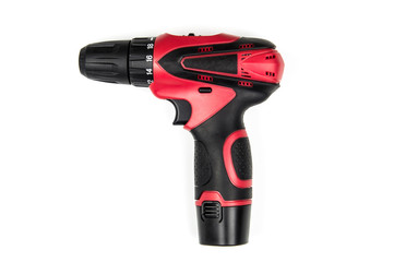 Compact cordless screwdriver isolated on a white background
