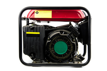 Portable petrol generator on a white background
