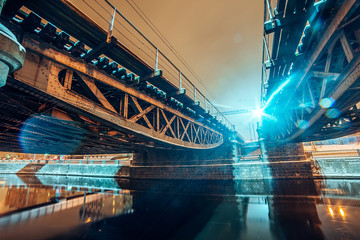Naklejka premium Tsarskoselsky bridge through the Obvodny channel in Saint-Petersburg