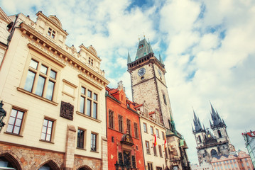 Fototapeta premium view of the Tyn Church in Prague. Czech Republic.