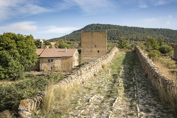 ancient bridge over las Truchas river in Pobleta de San Miguel village, Villafranca del Cid, province of Castell&oacute;n, Spain