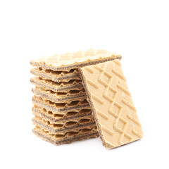 Pile of chocolate wafers isolated