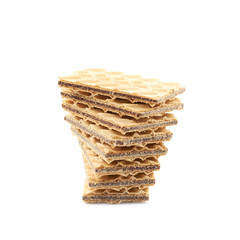 Pile of chocolate wafers isolated