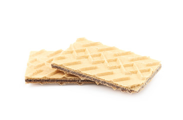 Pile of chocolate wafers isolated