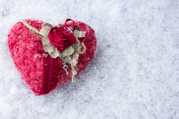 Heart handmade on the snow