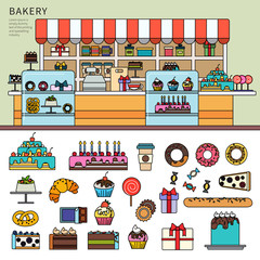Sweet confectionery in the bakery