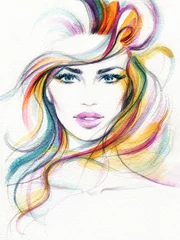 Frauengesicht. Modeillustration. Aquarellmalerei © Anna Ismagilova