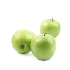 Pile of green apples isolated