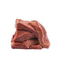 Pile of beef meat slices isolated