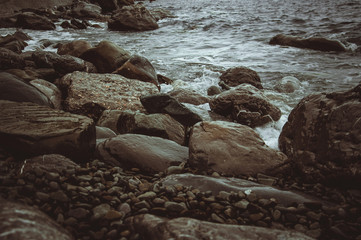 Sea beach with rocks