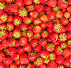 Pile of fresh strawberries as background