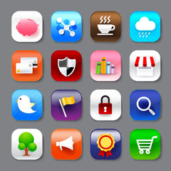 Set of mobile app and social media icons vector eps10 set 004