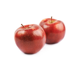 Two ripe red apples isolated